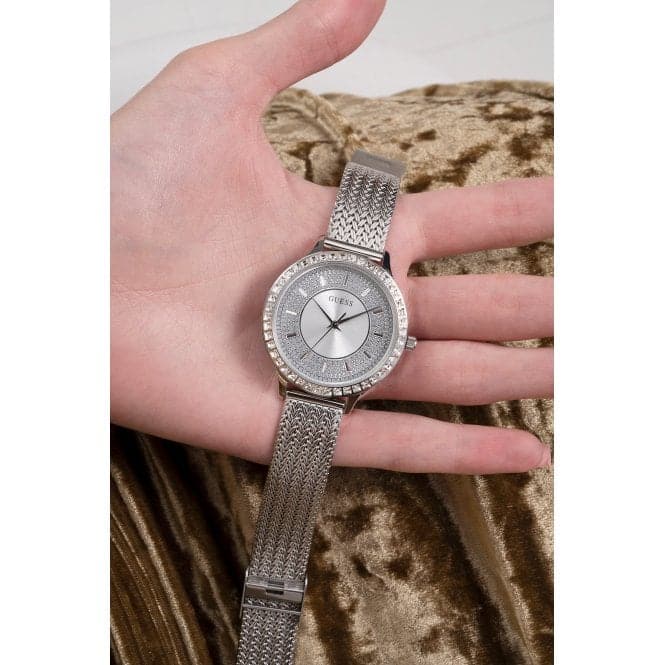 Guess Watches Ladies Soiree Stainless Steel Mesh Silver Watch Gw0402l1 - Image 6