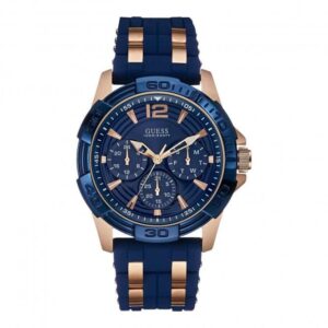 Guess Watches Guess Mens Blue Textured Silicone Strap Watch W0366g4