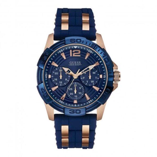 Montre Guess pour homme avec bracelet en silicone texturé bleu W0366g4