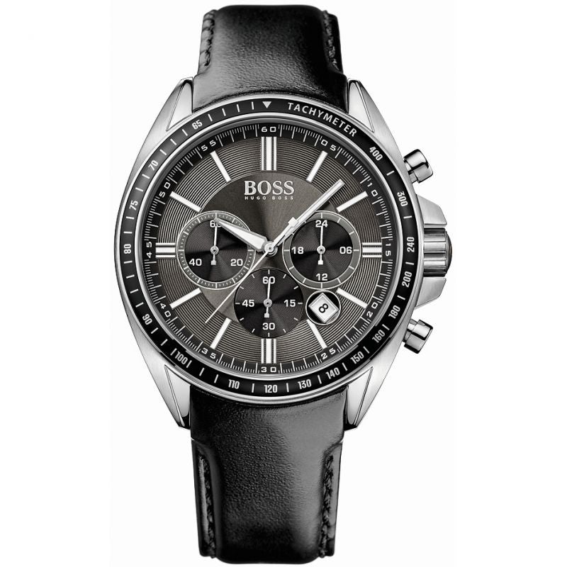 Hugo Boss Men S Watch Chronograph Black Driver Leather Hb1513085