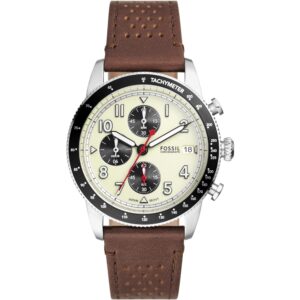 Fossil Sport Tourer Chronograph Brown Leather Strap Cream Dial Men S Watch Fs6042