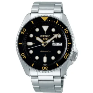 Seiko 5 Sports Black Dial Silver Stainless Steel Bracelet Automatic Mens Watch Srpd57k1