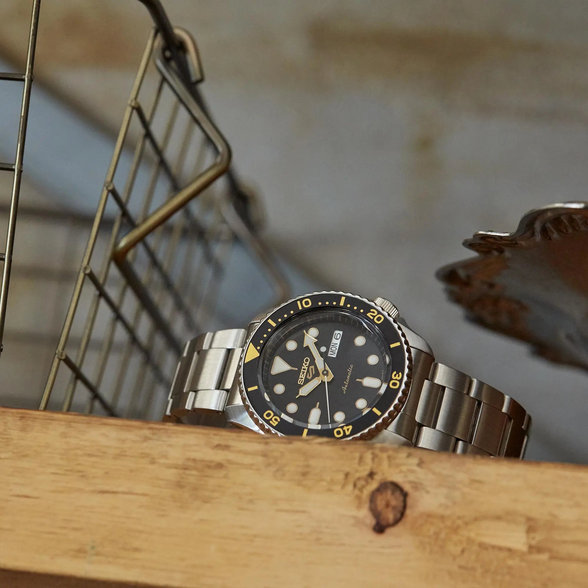 Seiko 5 Sports Black Dial Silver Stainless Steel Bracelet Automatic Mens Watch Srpd57k1 - Image 3