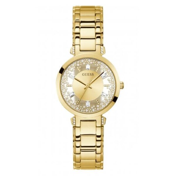 Guess Watches Ladies Crystal Clear Stainless Steel Gold Tone Watch Gw0470l2
