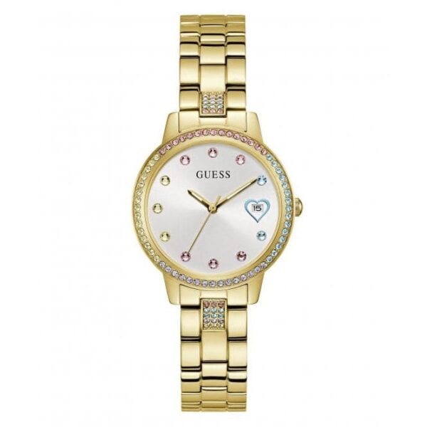 Guess Watches Ladies Three Of Hearts Gold Tone Watch Gw0657l2