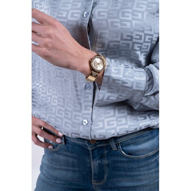 Guess Watches Ladies Tri Luxe Stainless Steel Gold Tone Watch Gw0474l2 - Image 3