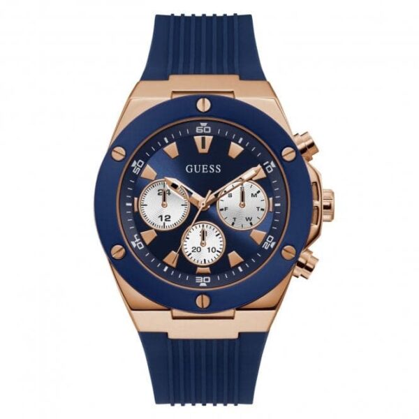 Montre Guess pour homme, sport, acier inoxydable bleu, GW0057G2