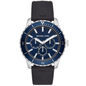 Michael Kors Mk7160 Men S Cunningham Black Silicone Blue Dial 44mm Watch