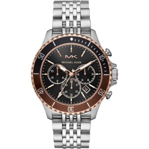 Michael Kors Mk8725 Men S Bayville Silver Black Chronograph Watch