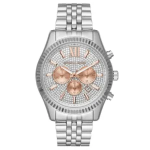 Michael Kors Watch Lexington Chronograph Rose And Silver Mk8515