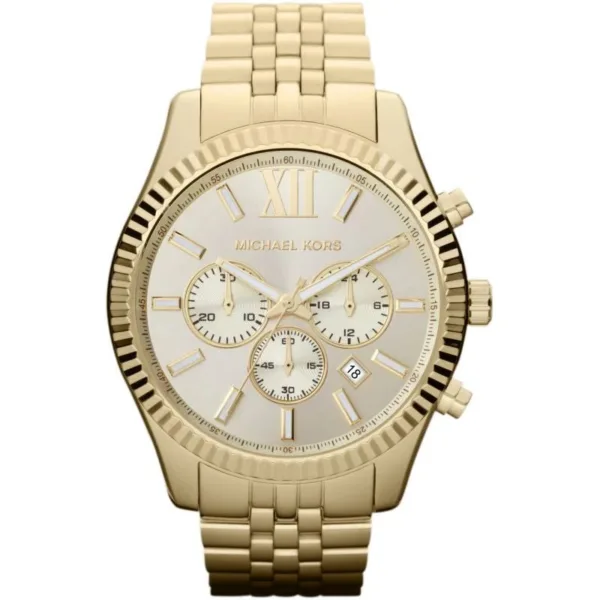 Michael Kors Mens Chronograph Watch Lexington 45mm Gold Mk8281