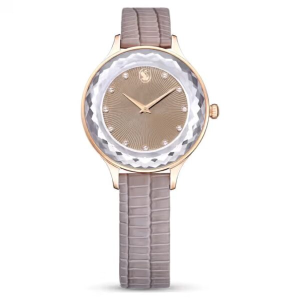 Swarovski Octea Nova Quartz Rose Gold Tone Taupe Watch 5649999