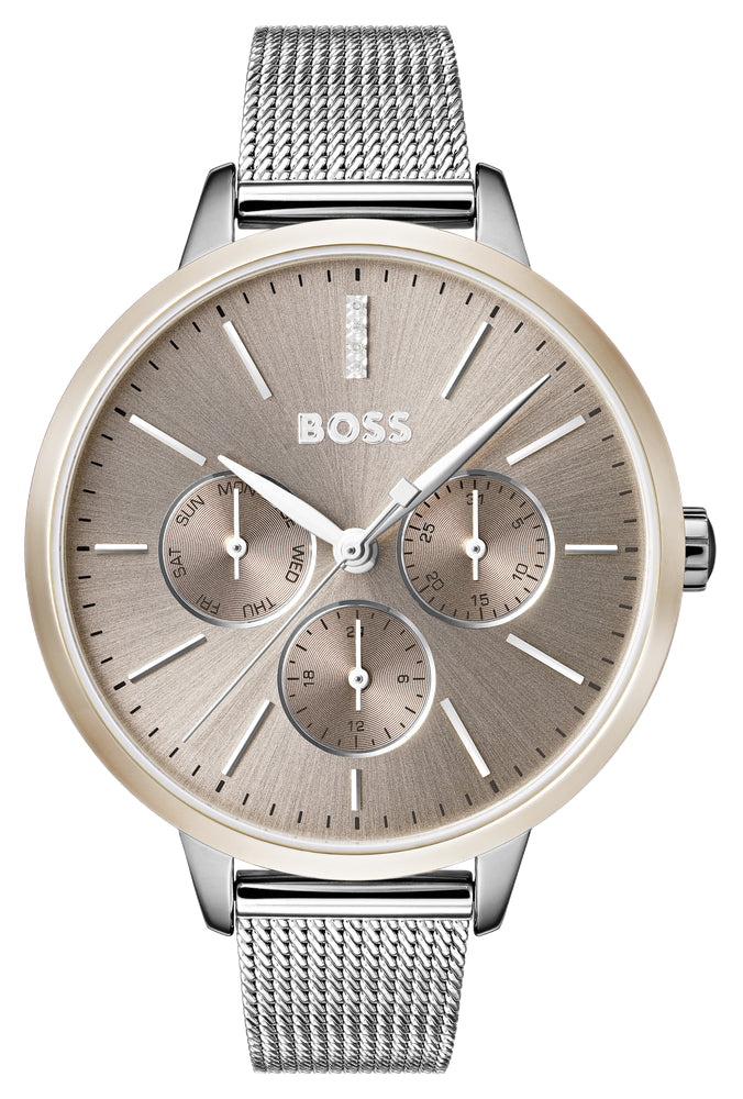 Hugo Boss Womens 1502423 Symphony Rose Gold Tone Stainless Steel Mesh Watch