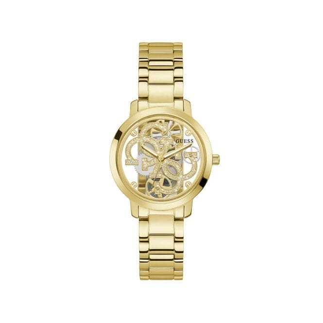 Guess Watches Quattro Clear Ladies Trend Gold Stainless Steel Watch Gw0300l2