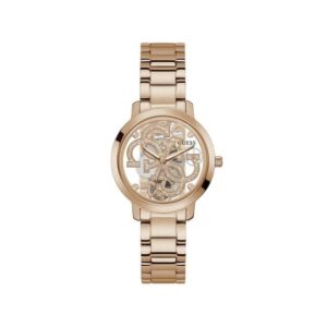 Guess Watches Quattro Clear Ladies Trend Rose Gold Stainless Steel Watch Gw0300l3