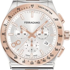 Salvatore Ferragamo 1927 Chrono Silver Dial Two Tone Steel Strap Watch For Men Sfkz00623