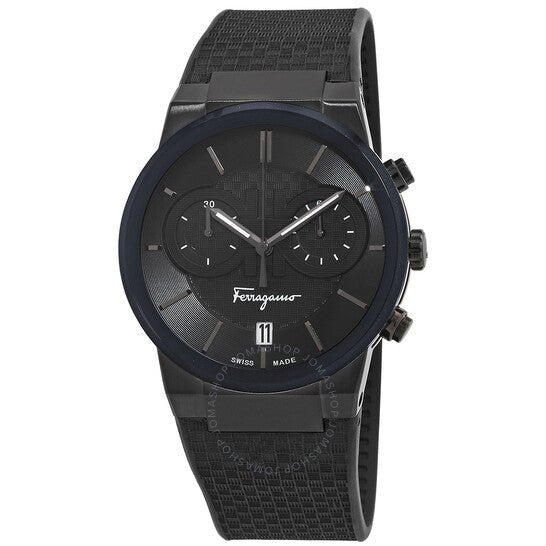 Salvatore Ferragamo Sapphire Chrono Black Dial Black Rubber Strap Watch For Men Sfme00621 - alternate view
