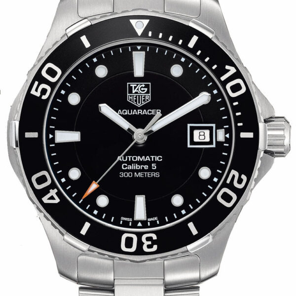 Tag Heuer Aquaracer Automatic Caliber 5 Black Dial Silver Steel Strap Watch For Men Wan2110 Ba0822
