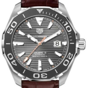 Tag Heuer Aquaracer Caliber 5 Black Dial Brown Leather Strap Watch For Men Way201m Fc6474