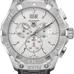 Tag Heuer Aquaracer Chronograph White Dial Black Rubber Strap Watch For Men Cay1111 Ft6041