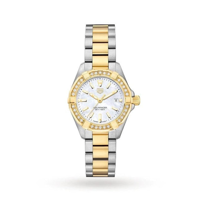 Tag Heuer Aquaracer Diamonds Mother Of Pearl Dial Two Tone Steel Strap Watch For Women Wbd1421 Bb0321 - Image 6