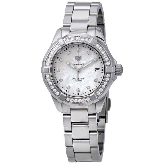 Tag Heuer Aquaracer Diamonds Mother Of Pearl White Dial Silver Steel Strap Watch For Women Wbd131c Ba0748 - alternate view