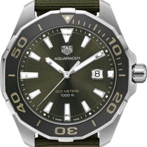 Tag Heuer Aquaracer Black Dial Khakhi Green Nato Strap Watch For Men Way101e Fc8222