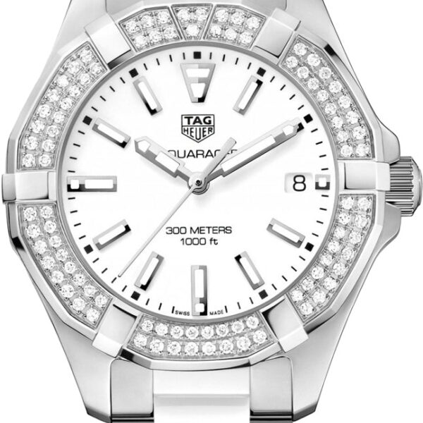 Tag Heuer Aquaracer Diamonds White Dial Two Tone Steel Strap Watch For Women Way131f Ba0914