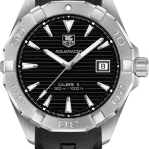 Tag Heuer Aquaracer Automatic Caliber 5 Black Dial Black Rubber Strap Watch For Men Way2110 Ft8021