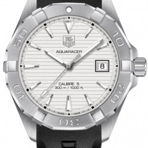 Tag Heuer Aquaracer Caliber 5 White Dial Black Rubber Strap Watch For Men Way2111 Ft8021