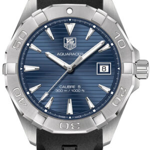 Tag Heuer Aquaracer Caliber 5 Blue Dial Black Rubber Strap Watch For Men Way2112 Ft8021