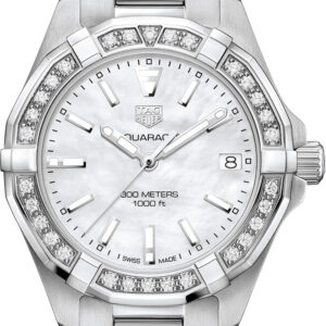 Tag Heuer Aquaracer Diamonds Mother Of Pearl Dial Silver Steel Strap Watch For Women Wbd1313 Ba0740