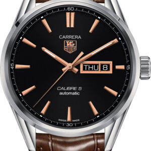 Tag Heuer Carrera Automatic Black Dial Brown Leather Strap Watch For Men War201c Fc6291