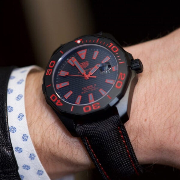 Tag Heuer Aquaracer Caliber 5 Black Dial Black Nylon Strap Watch For Men Way208a Fc6381 - alternate view