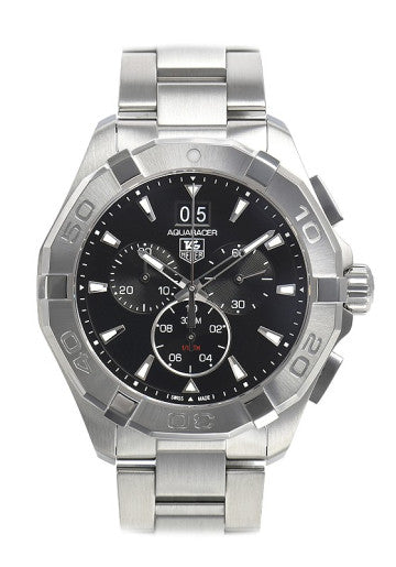 Tag Heuer Aquaracer Quartz Chronograph Black Dial Silver Steel Strap Watch For Men Cay1110 Ba0927 - alternate view