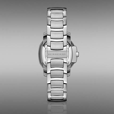 Burberry The Britain Diamonds Mother Of Pearl Dial Silver Steel Strap Watch For Women Bby1804 - alternate view