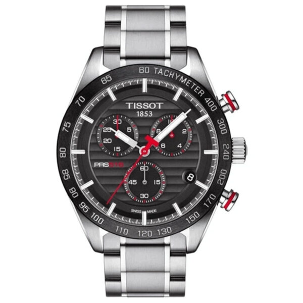 Tissot Mens Chronograph Watch Prs 516 Steel Red T1004171105101