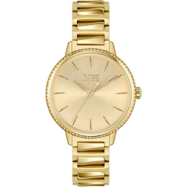Hugo Boss Womens 1502541 Signature Gold Tone Stainless Steel Watch
