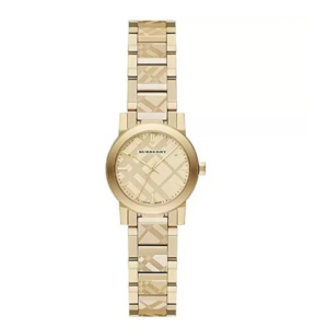 Burberry Ladies Watch The City Engraved Check Gold Bu9234