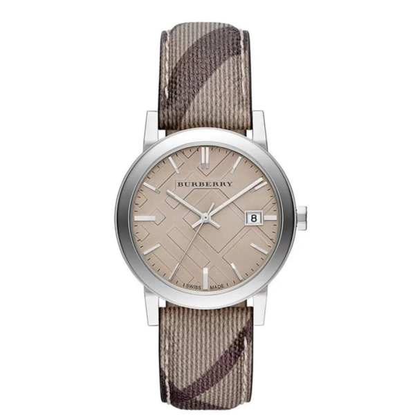 Burberry Ladies Watch Smoke Check Strap Bu9118
