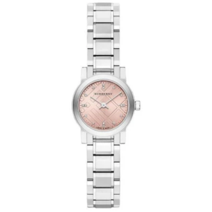 Burberry Ladies Watch The City Check Diamonds Pink Bu9223