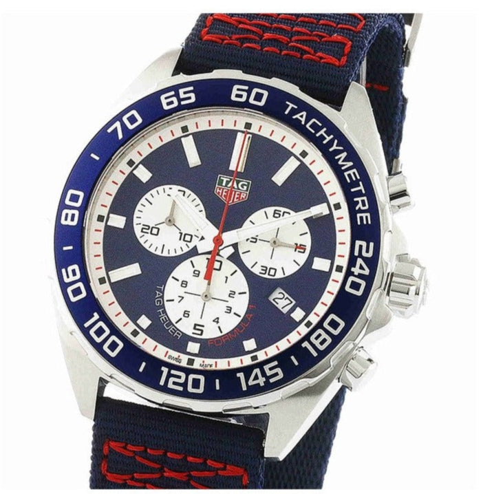 Tag Heuer Formula 1 Redbull Edition Chronograph Blue Dial Blue Nato Strap Watch For Men Caz1018 Fc8213 - Image 4