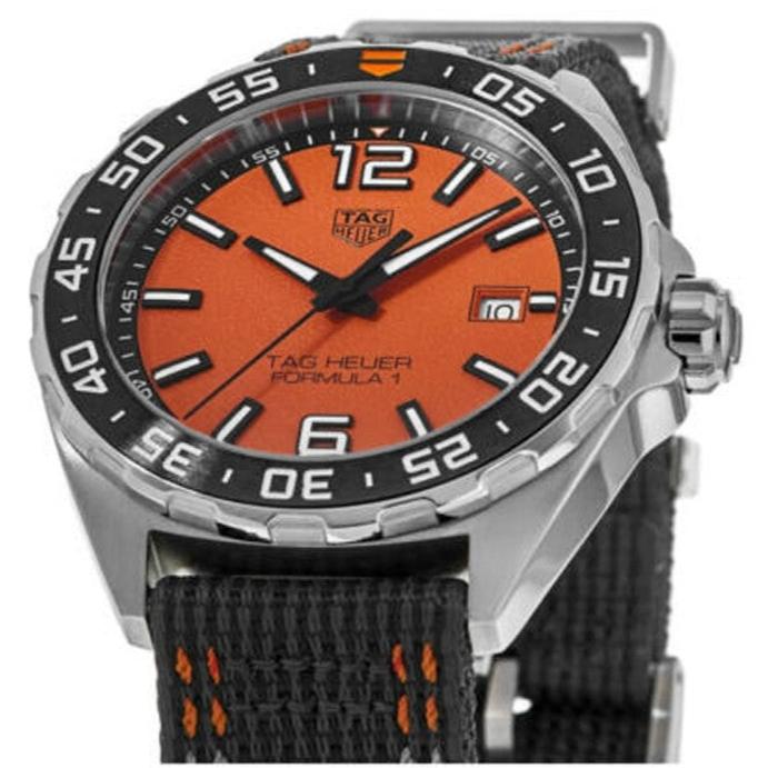 Tag Heuer Formula 1 Quartz Orange Dial Black Nylon Strap Watch For Men Waz101a Fc8305 - Image 3