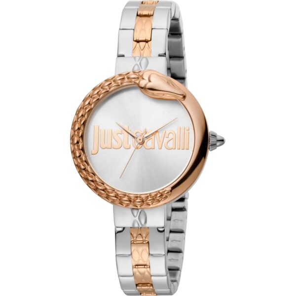 Just Cavalli Steel Silver Rose Gold Logo Serpente