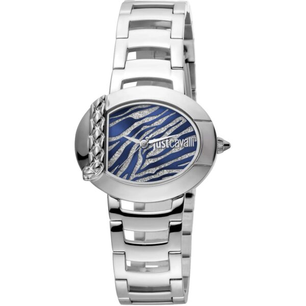 Just Cavalli Steel Blue Zebra Glitter