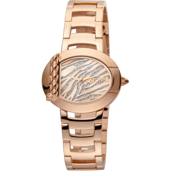 Just Cavalli Steel Rose Gold Zebra Glitter
