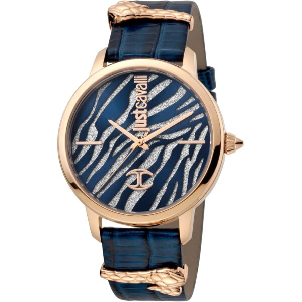 Just Cavalli Just per me Leather Blue Rose Gold Zebra Glitter
