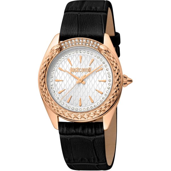 Just Cavalli Prestigio Leather Black Rose Gold