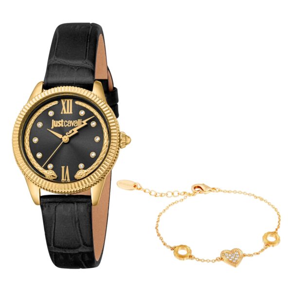 Just Cavalli Lovestruck Valentines Leather Black YG