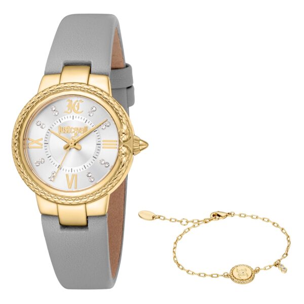 Just Cavalli Primavera Snake Leather Light Grey Silver